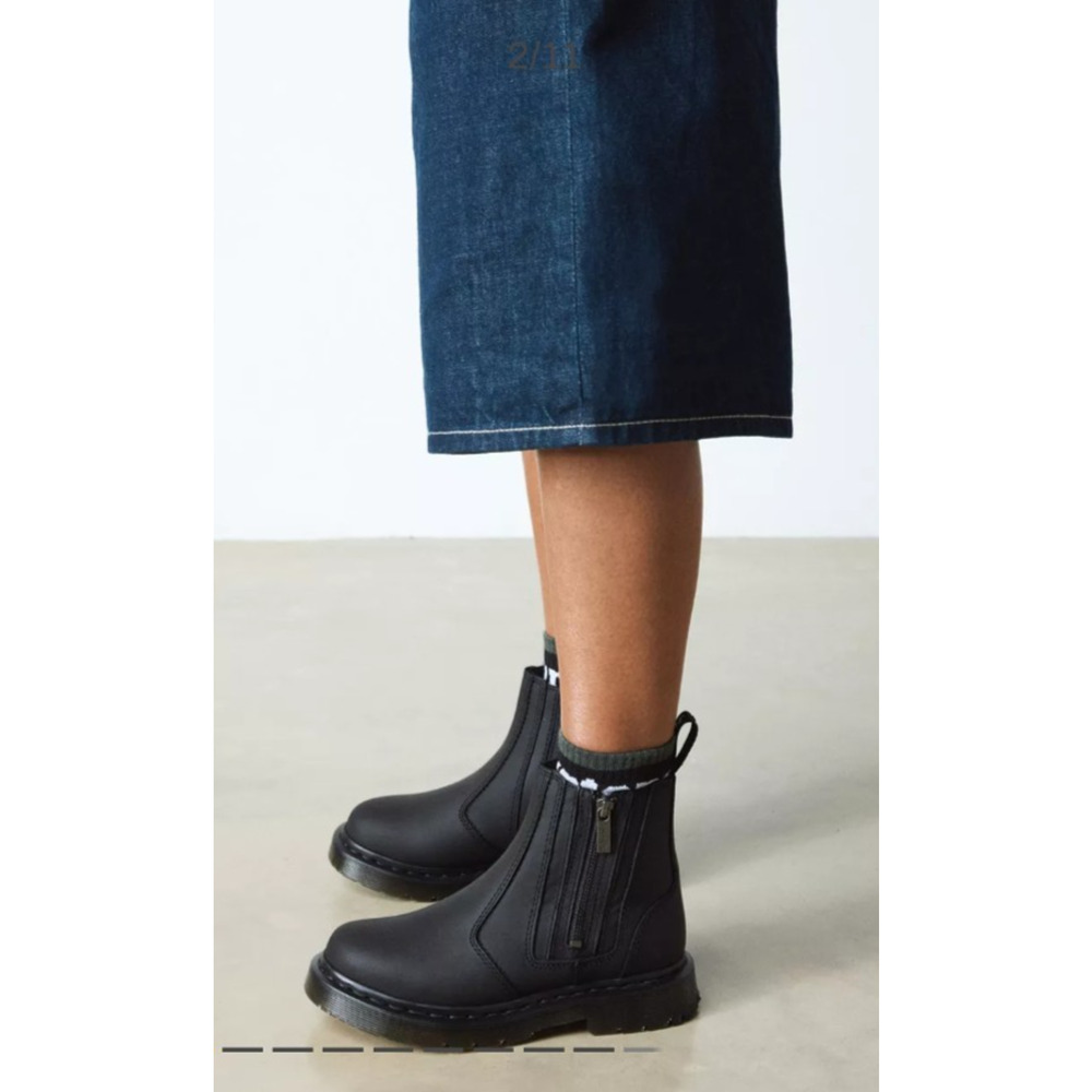 Dr. Martens 2976 Alyson Double Zip Wintergrip Faux Fur Chelsea Boots Black Wms 8
